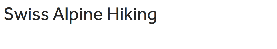 Swiss Alpine Hiking